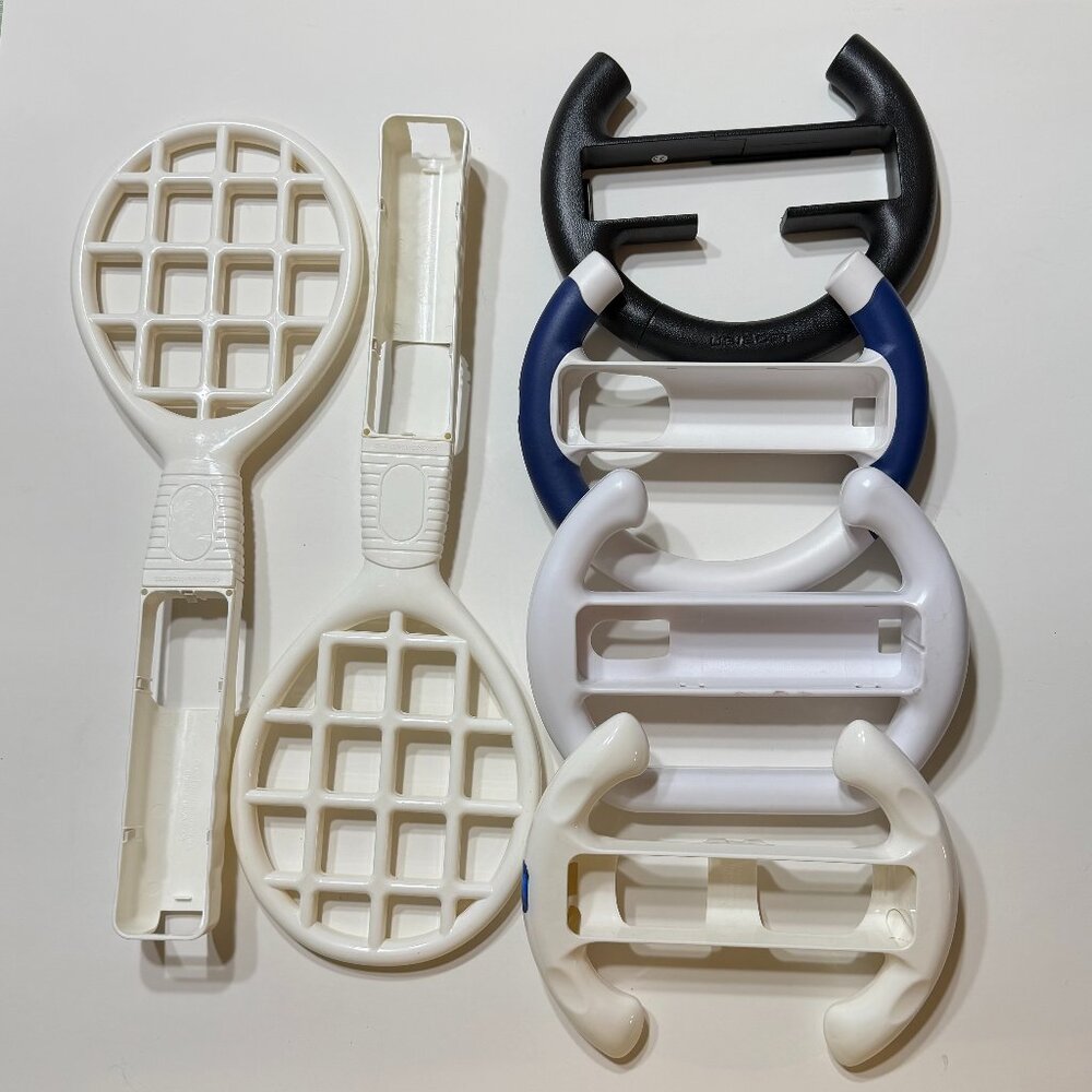 Wii Racing Steering Wheels and Tennis Rackets Remote Accessories
